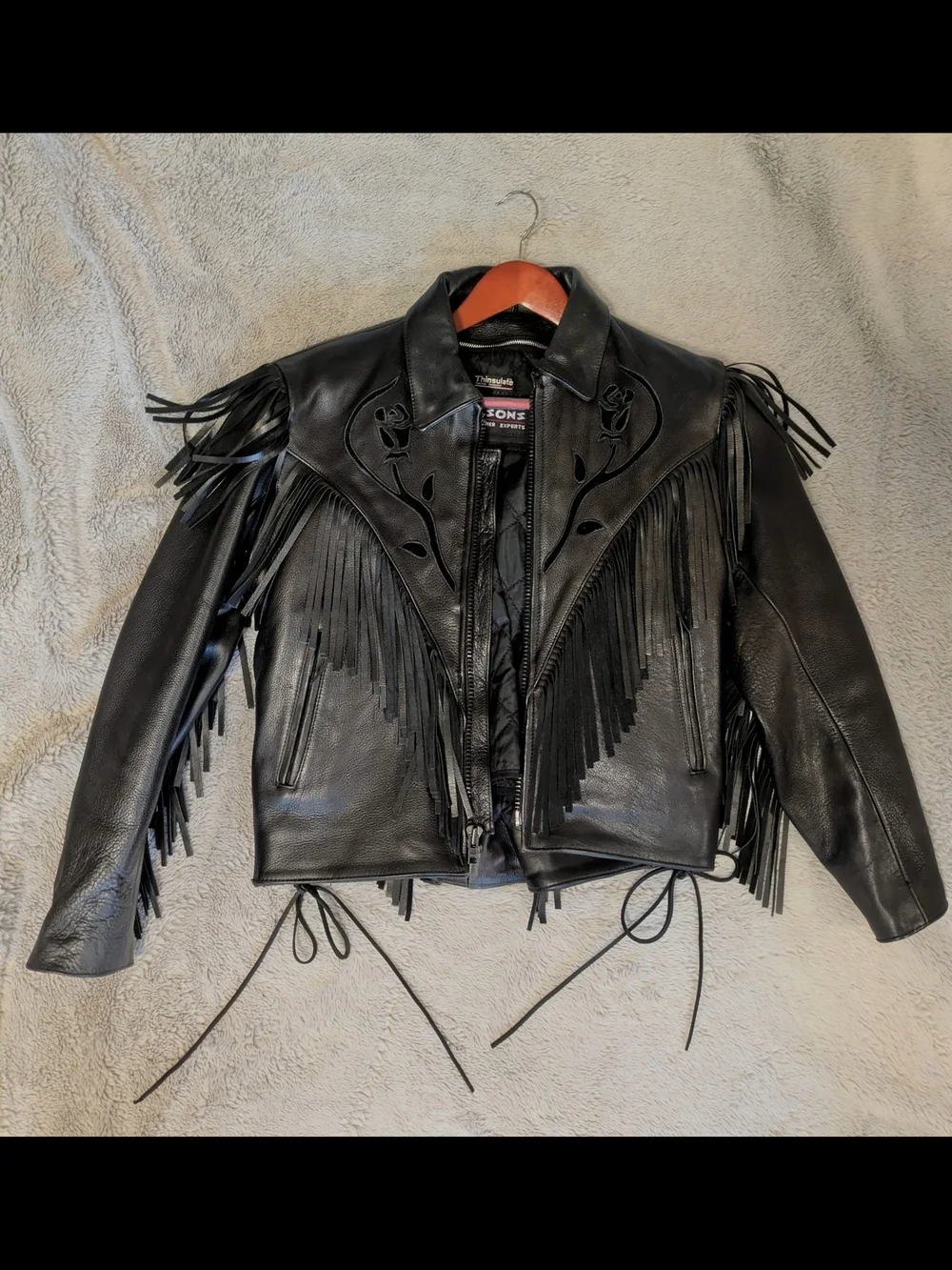 Black Leather Motorcycle Jacket - - Picture 1 of 14